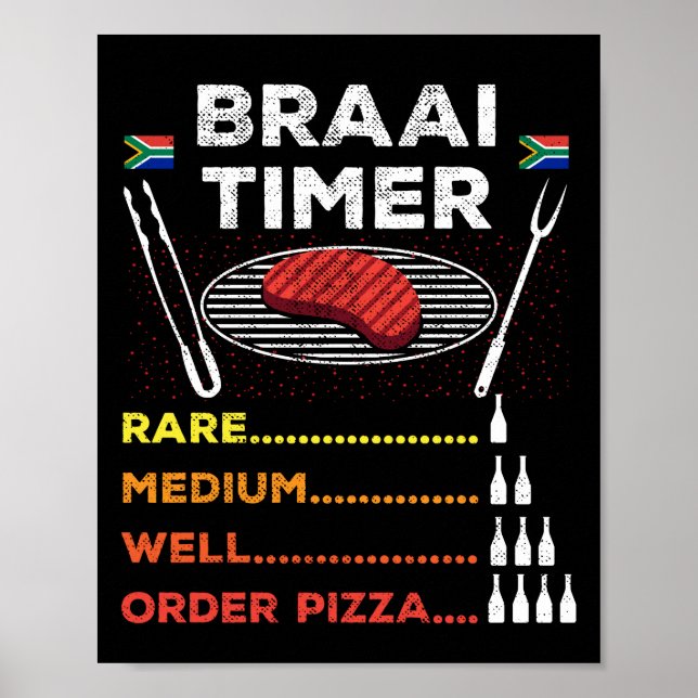 Poster Funny do CHURRASCO Africano Braai Timer (Frente)
