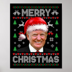 Poster Funny Donald Trump Feliz Família de Natal Feia
