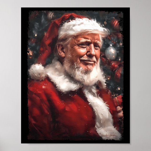 Poster Funny Donald Trump Santa Claus Pai de Natal H (Frente)
