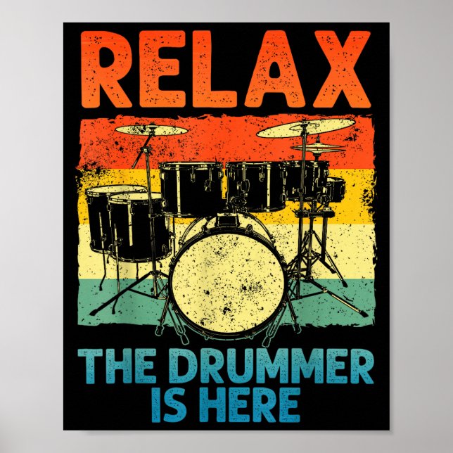 Poster Funny Drumming Art For Men Women Drumline Drum Set (Frente)