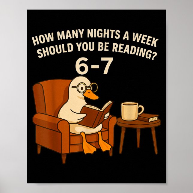 Poster Funny Duck Reading Book 67 Six Seven Meme  (Frente)