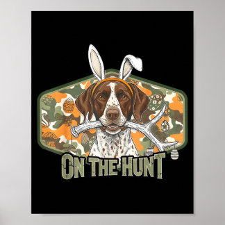 Poster Funny easter labrador retriever on the hunt bunny