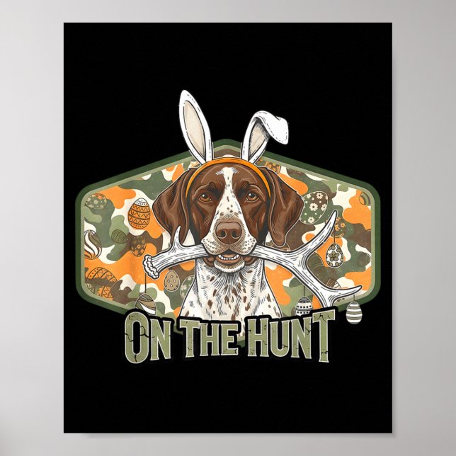 Poster Funny easter labrador retriever on the hunt bunny (Frente)
