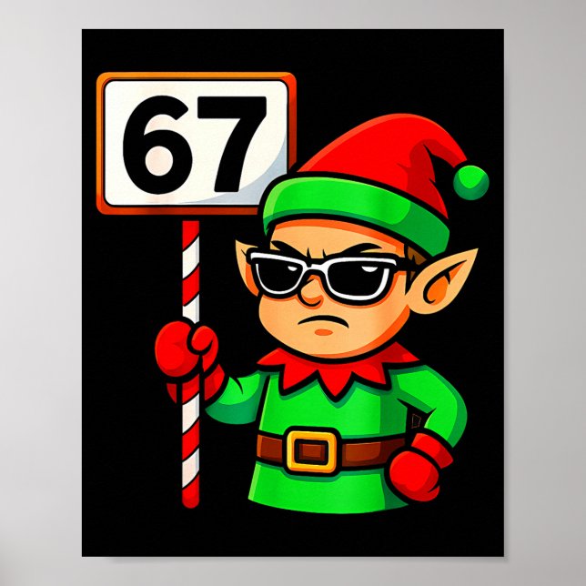 Poster Funny Elf Six Seven 6 7 Meme Christmas Costume 67  (Frente)