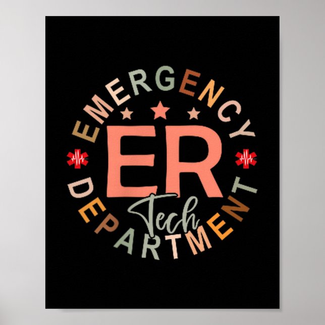 Poster Funny Emergency Department Tech Emergency Room Tec (Frente)