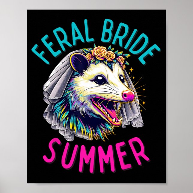 Poster Funny Feral Bride Summer Cute Possum Noiva A Ser O (Frente)