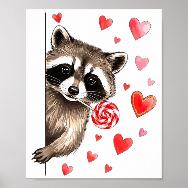 Poster Funny Feral Raccoon Valentine's Day Sarcastic Humo (Frente)