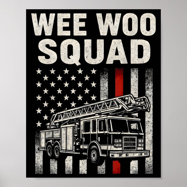 Poster Funny Firefighter Art For Men Women Kids Fire Truc (Frente)