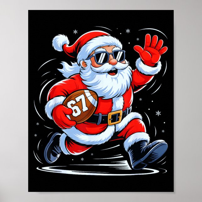 Poster Funny Football Santa 67 Christmas Xmas Holiday Boy (Frente)