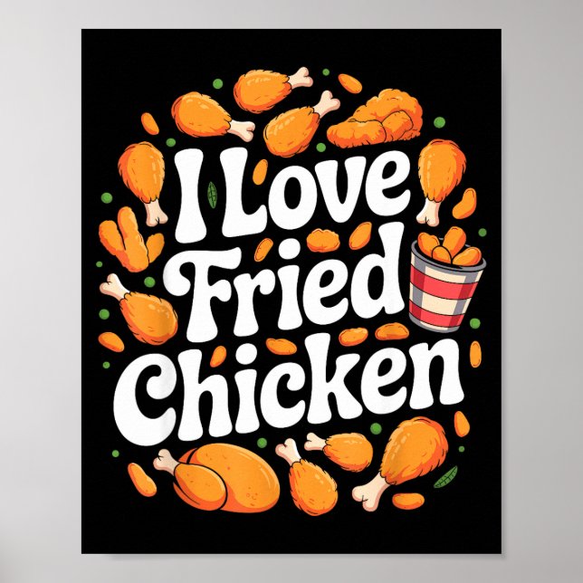 Poster Funny Fried Chicken Art For Men Women Kids Fast Fo (Frente)