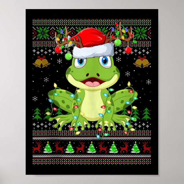 Poster Funny Frog Ugly Christmas Sweaters Holiday Santa C (Frente)