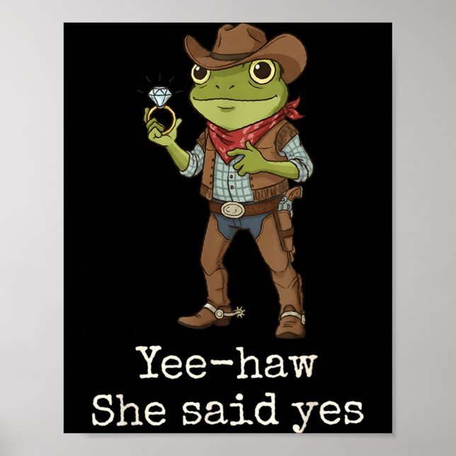 Poster Funny Frog Western Engagement Matching Couples Tee (Frente)