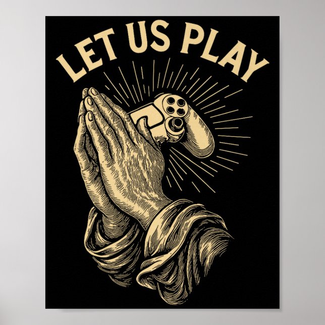 Poster Funny Gamer Prayer Pun Video Game Controller Retro (Frente)
