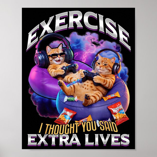 Poster Funny Gaming Gamer Cat  (Frente)