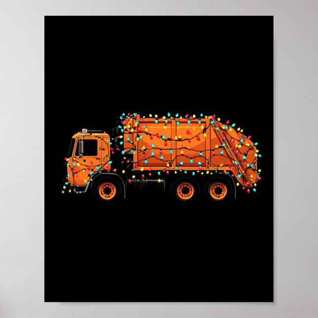 Poster Funny Garbage Truck Christmas Graphics Lights Love (Frente)