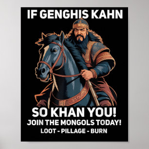 Poster Funny Genghis Khan Cita Engraçada História da Mong