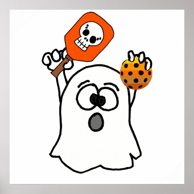Poster Funny Ghost Playing Pickleball Halloween (Frente)