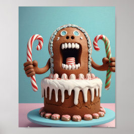Poster Funny Gingerbread Cake Art – Cute Christmas Candy 