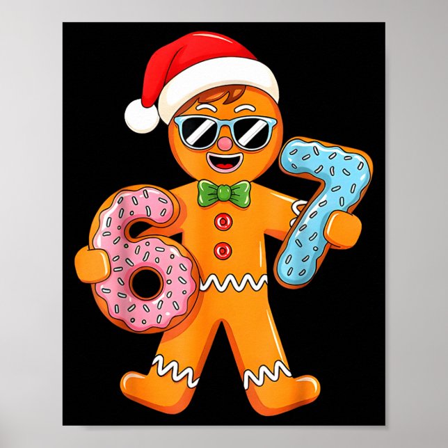 Poster Funny Gingerbread Six Seven 67 Ice Cream Drip Chri (Frente)