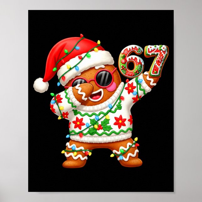 Poster Funny Gingerbread Six Seven 67 Ice Cream Drip Chri (Frente)
