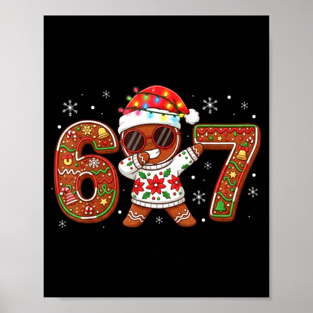 Poster Funny Gingerbread Six Seven 67 Ice Cream Drip Chri (Frente)