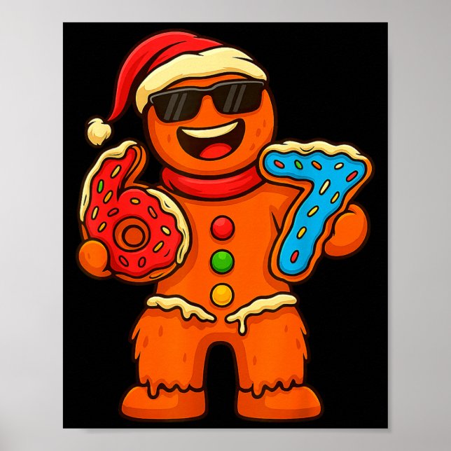 Poster Funny Gingerbread Six Seven 67 Ice Cream Drip Chri (Frente)
