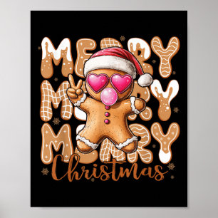 Poster Funny Gingerpão Cookie Sinal de Feliz de Paz Ch