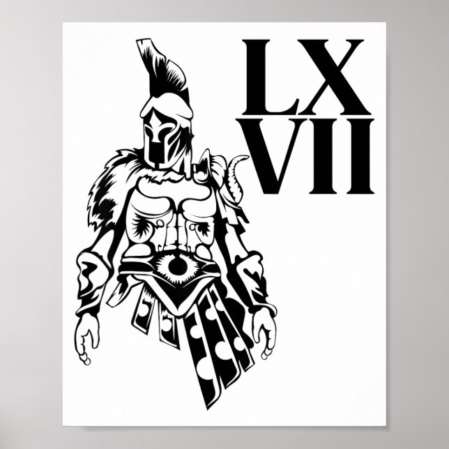 Poster Funny Gladiator 67 Meme Roman Numerals Lxvii Viral (Frente)