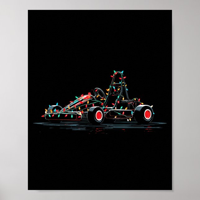 Poster Funny Go Kart Christmas Graphics Lights Lover Kart (Frente)
