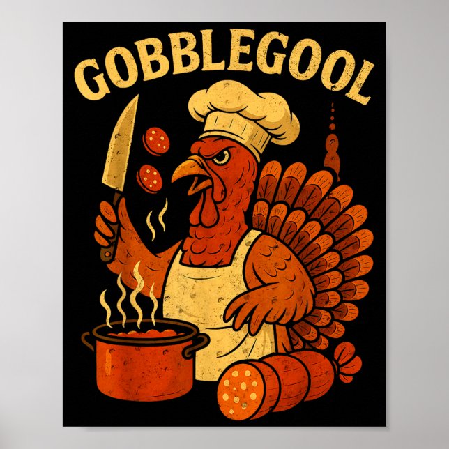 Poster Funny Gobbol Italian Gobble Turkey Day Fall Thanks (Frente)