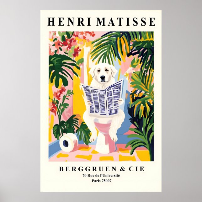 Poster Funny Great Pyrenees Art Print – Matisse Style (Frente)