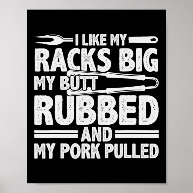 Poster Funny Griling Pork Rub Fumante Churrasco Carne Fum (Frente)