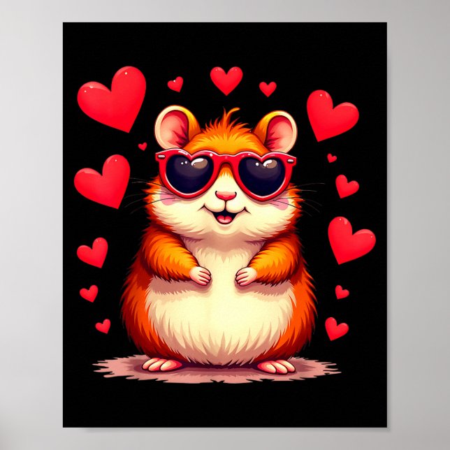 Poster Funny Groundhog Cute Hamster Lover Valentine’s Day (Frente)