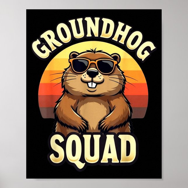 Poster Funny Groundhog Squad Happy Groundhog Day Celebrat (Frente)