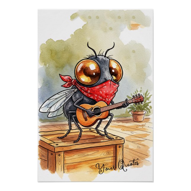 Póster Funny Guitar Fly Art (Frente)