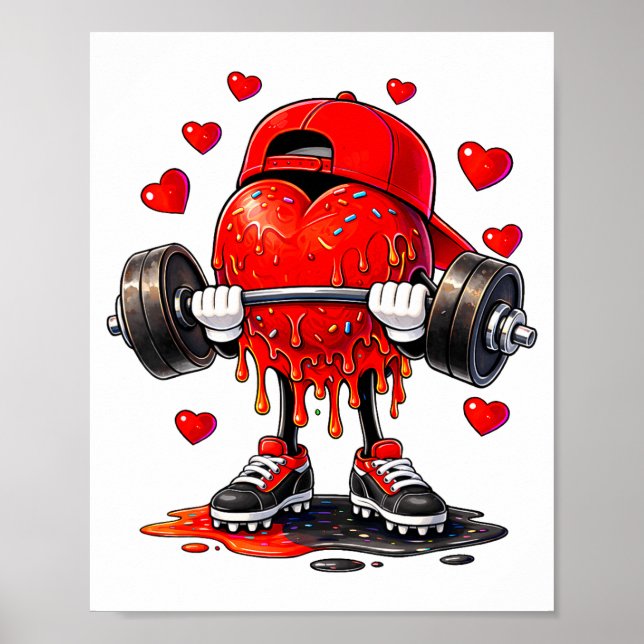 Poster Funny Gym Heart Weightlifting Fitness Workout Drip (Frente)
