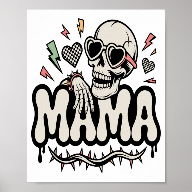 Poster Funny Halloween Mama Cool Skull (Frente)