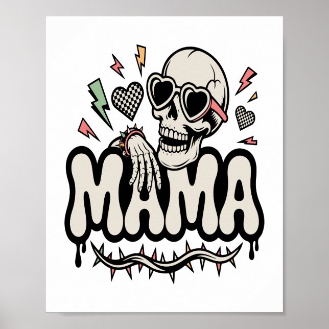 Poster Funny Halloween Mama Cool Skull (Frente)