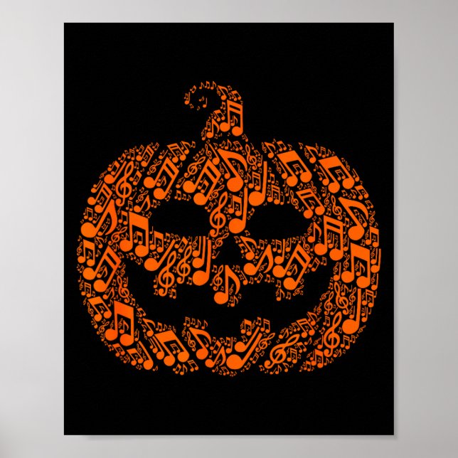 Poster Funny Halloween Music Note Musician Jack O Lantern (Frente)