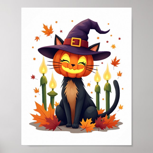 Poster Funny Halloween Pumpkin Head Cat Lover (Frente)