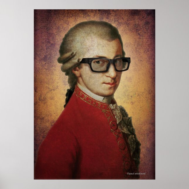 Póster Funny Happy Hipster Mozart Classic Music Art (Frente)