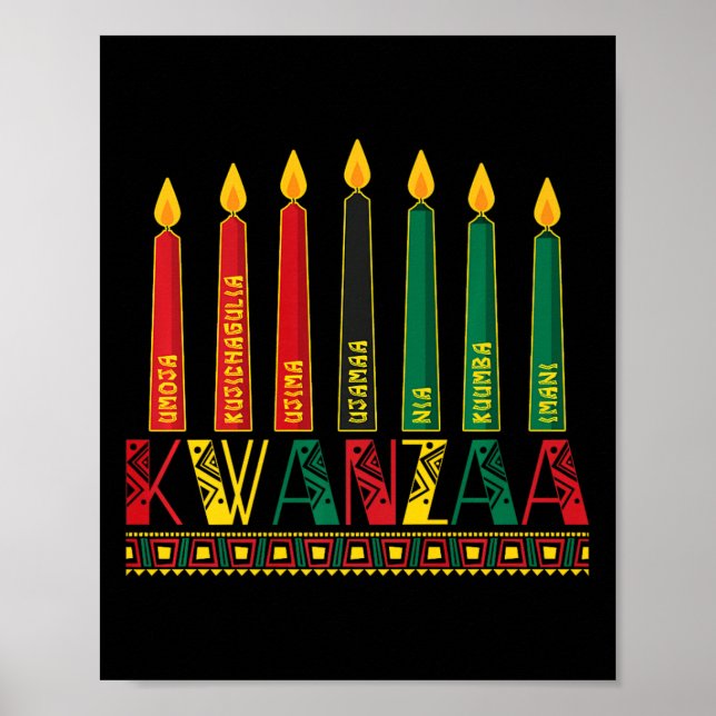 Poster Funny Happy Kwanzaa Kinara Princípios Velas Pan (Frente)