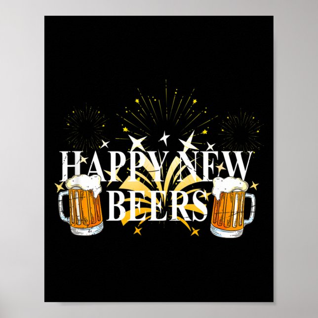 Poster Funny Happy New Beers Drinking 2021 Nye Party Happ (Frente)