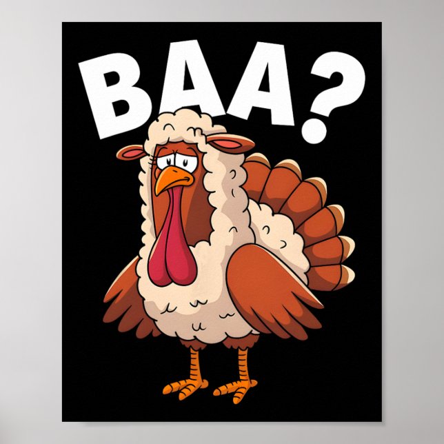 Poster Funny Happy Thanksgiving Turkey A Lamb Costume  (Frente)