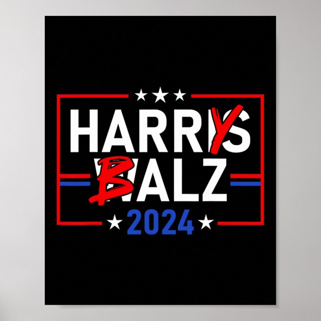 Poster Funny Harris W 24 Harry B 2024 Meme Democratics Vo (Frente)