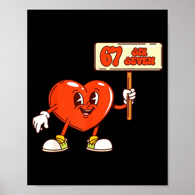 Poster Funny Hearts 67 Valentine Six Seven Meme Gen Alpha (Frente)
