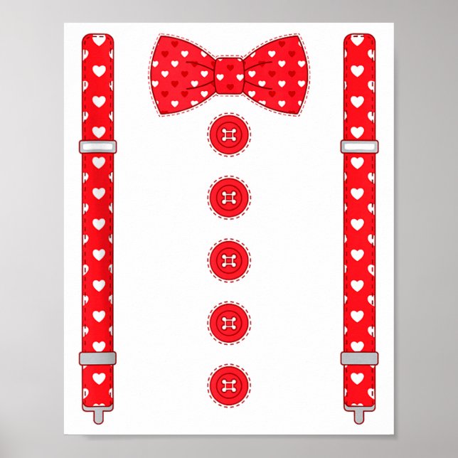 Poster Funny Hearts Bow Tie Suspenders Valentine's Day Co (Frente)