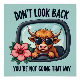 Póster Funny Highland Cow Retro Western Motivation Art