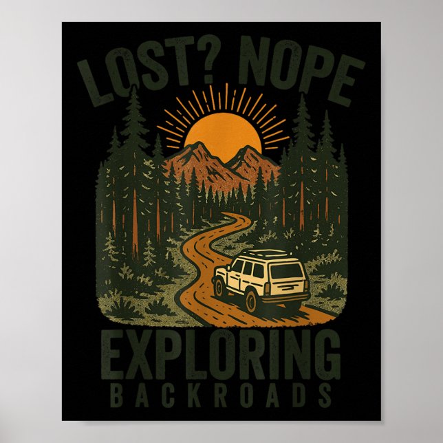 Poster Funny Hiking Lost_ Nope Exploring Backroads Humor  (Frente)