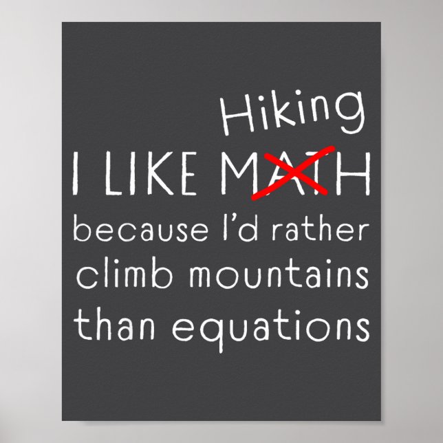 Poster Funny Hiking Over Math Humor Mountains Vs Equation (Frente)